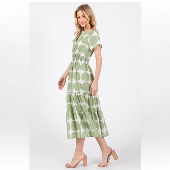 06 Fabulous Short Sleeve Polka Dot Midi Dress - Picture 3 of 4